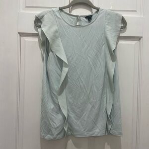Ann Taylor Soft Blue Ruffle Sleeve Blouse